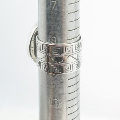 JAY KING DESERT ROSE Sterling Silver Vintage Real Agate Greek Maze Ring Size 9