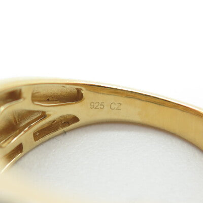 925 Sterling Silver Gold Plated Pave C Z Ring Size 10