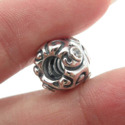 PANDORA 925 Sterling Silver Vintage Round-Cut C Z Daydream Bead Charm