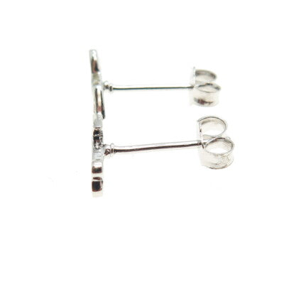 925 Sterling Silver Round-Cut C Z Cupid Arrow Stud Earrings