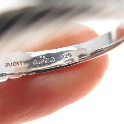 JUDITH RIPKA 925 Sterling Silver Round-Cut C Z Heart Ring Size 11.25