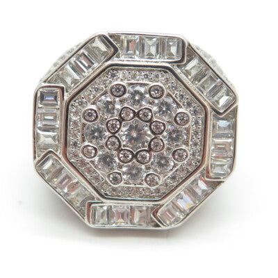 925 Sterling Silver Pave Multi-C Z Domed Ring Size 9.25