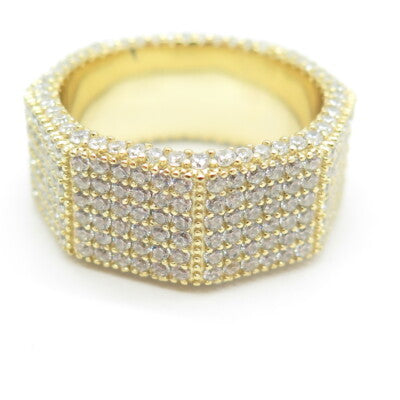 925 Sterling Silver Gold Plated C Z All Around Eternity Band Ring Size 12.75