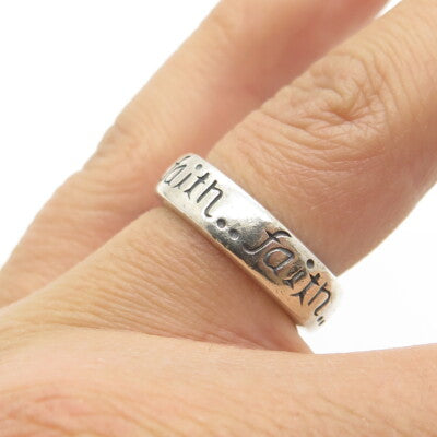 MWS Mark Wasserman Samara 925 Sterling Silver Vintage Faith Band Ring Size 6