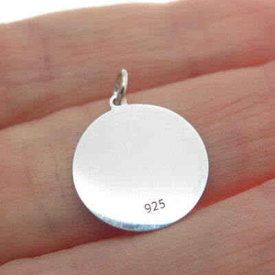 925 Sterling Silver Blue Enamel Pisces Zodiac Sign Minimalist Charm Pendant