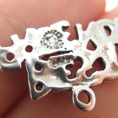 SUNDANCER 925 Sterling Silver Vintage Best Friends Oxidized Charm Pendant