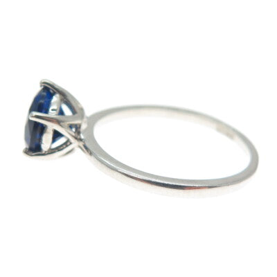 DAZZLERS 925 Sterling Silver Round-Cut Nano Blue Sapphire Ring Size 6.25