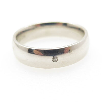 GLAMIRA 925 Sterling Silver Real Diamond Wedding Band Ring Size 7