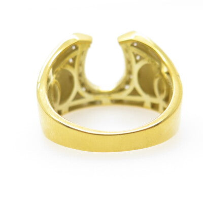925 Sterling Silver Gold Plated Round-Cut C Z Horseshoe Ring Size 8.75