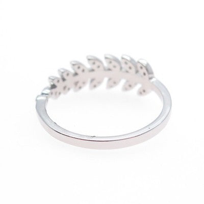 925 Sterling Silver Round-Cut C Z Laurel Leaf Ring Size 8.75
