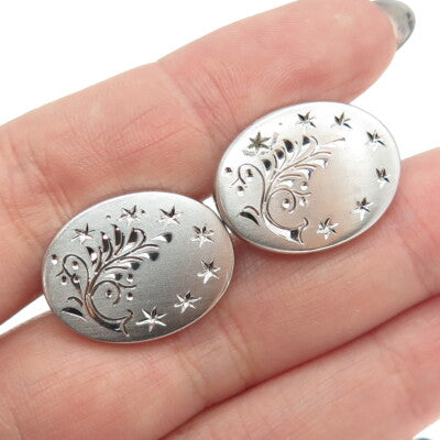 SPEIDEL 925 Sterling Silver Vintage Engraved Floral Oval Cufflinks