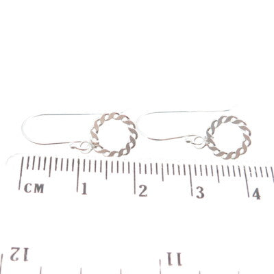 925 Sterling Silver Twisted Rope Circle Dangling Earrings