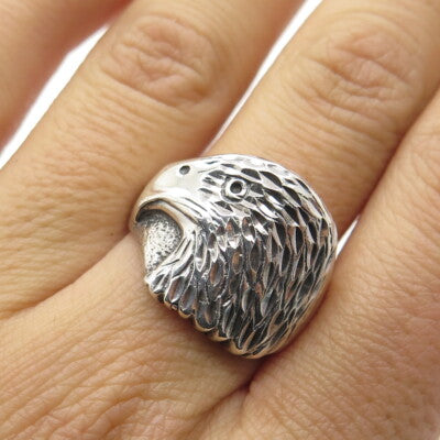 LITTLE SILVER FOX 925 Sterling Silver Vintage Eagle Adjustable Ring Size 9.25