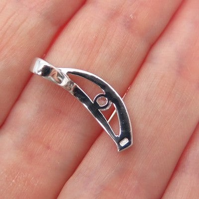 925 Sterling Silver Round-Cut C Z Modernist Minimalist Slide Charm Pendant