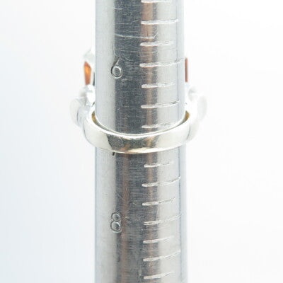 925 Sterling Silver Antique Art Deco Fire Glass Ring Size 7