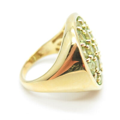 HN HENG NGAI 925 Sterling Silver Gold Plated Real Round-Cut Peridot Ring Size 6