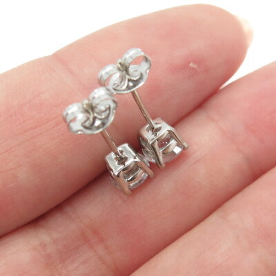 925 Sterling Silver Round-Cut C Z Stud Earrings