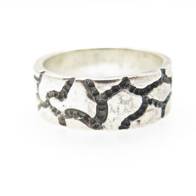 925 Sterling Silver Vintage Desert Crack Band Ring Size 10