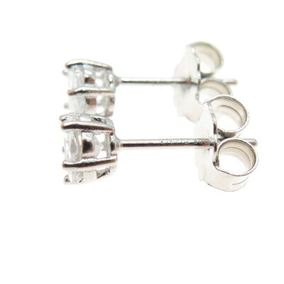 925 Sterling Silver Flower-Cut Star Shaped White C Z Stud Earrings