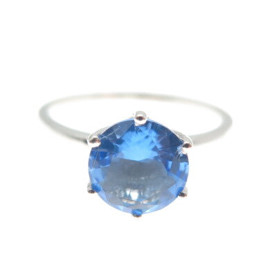 DAZZLERS 925 Sterling Silver Round-Cut Nano Tanzanite Ring Size 7