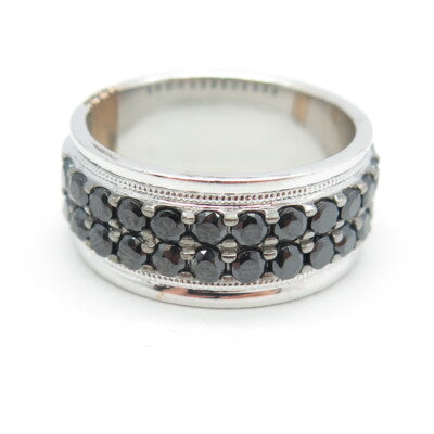 P. NINA 925 Sterling Silver 2-Tone Black C Z Ring Size 10.25