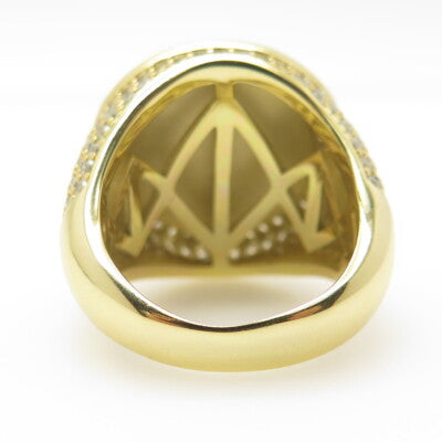 925 Sterling Silver Gold Plated Pave C Z Round Ring Size 8.25