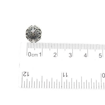 925 Sterling Silver Granulated Ornate Ball Slide Bead Charm