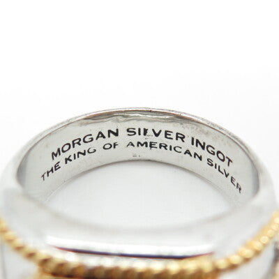 900 Morgan Silver Inglot 2-Tone King of US Silver Eagle Ring Size 14.5