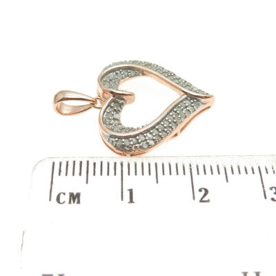 DBJ DEE BERKLE 925 Sterling Silver Rose Gold Plated Real Diamond Heart Pendant