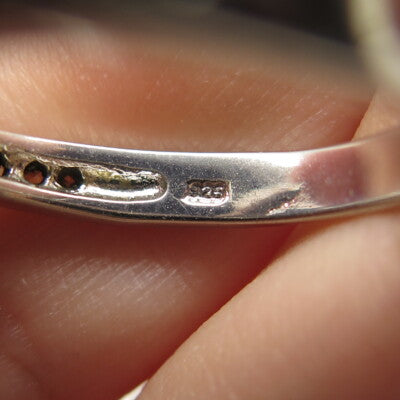 925 Sterling Silver Oval-Cut Dark Green & White C Z Ring Size 7.25