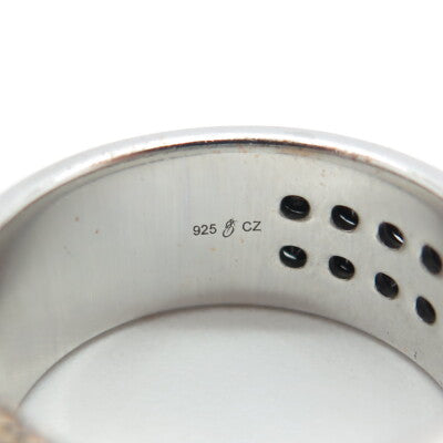 P. NINA 925 Sterling Silver 2-Tone Black C Z Ring Size 10.25