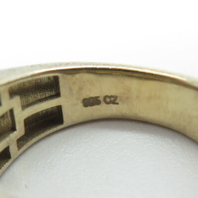 925 Sterling Silver Gold Plated Pave C Z Ring Size 10.25