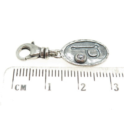 SILPADA Sterling Silver Vintage C Z Letter "D" Lobster Claw Oxidized Pendant