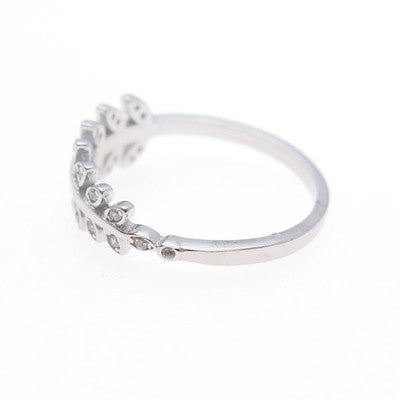 925 Sterling Silver Round-Cut C Z Laurel Leaf Ring Size 8.75