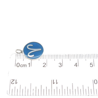 925 Sterling Silver Blue Enamel Aries Zodiac Sign Minimalist Round Charm Pendant