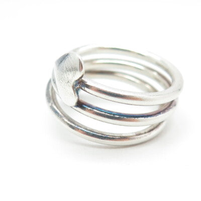 925 Sterling Silver Vintage Heart Spiral Ring Size 8.25