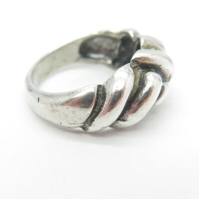 925 Sterling Silver Vintage Ribbed Ring Size 7.5