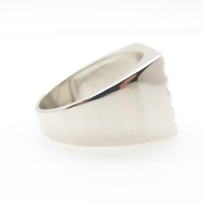 925 Sterling Silver Striped Signet Ring Size 10.25