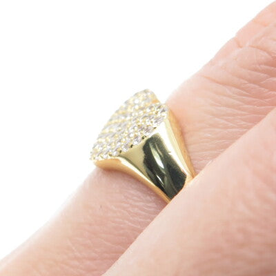 925 Sterling Silver Gold Plated Round-Cut Shaped C Z Heart Ring Size 9