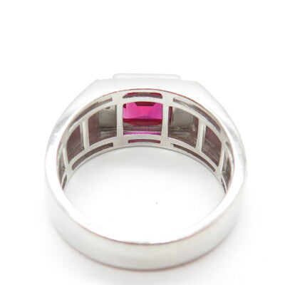 925 Sterling Silver MGW Real Diamond & Lab-Created Pink Sapphire Ring Size 10