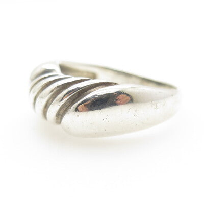 925 Sterling Silver Vintage Modernist Twisted Rope Ring Size 8.25