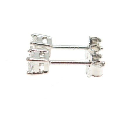 925 Sterling Silver Princess-Cut Shaped C Z Stud Earrings