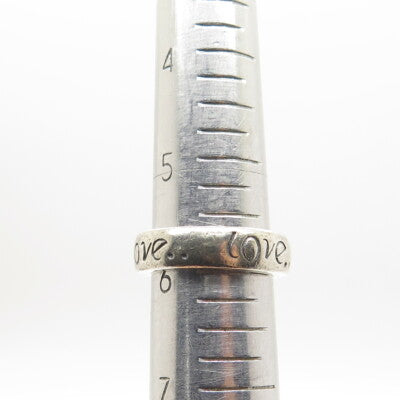 MARK WASSERMAN SAMARA 925 Sterling Silver Vintage "Love" Band Ring Size 6