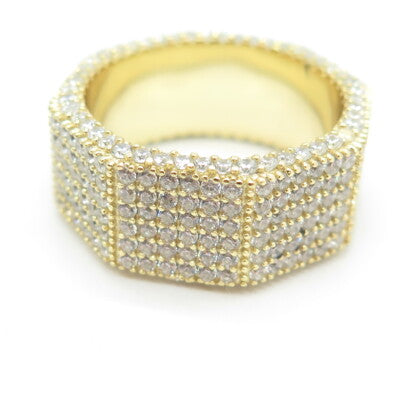 925 Sterling Silver Gold Plated C Z All Around Eternity Band Ring Size 12.75