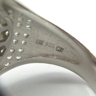 925 Sterling Silver Pave C Z Oval Domed Ring Size 11.75