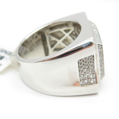 925 Sterling Silver Pave C Z Domed Ring Size 10