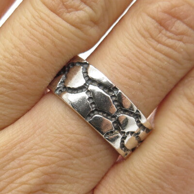 925 Sterling Silver Vintage Desert Crack Band Ring Size 10
