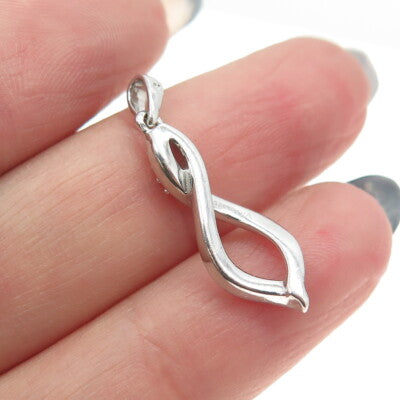 925 Sterling Silver Real Diamond Accent Infinity Pendant