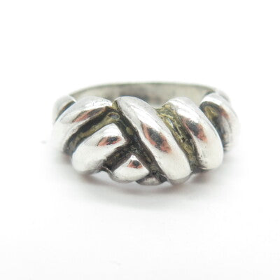 925 Sterling Silver Vintage Ribbed Ring Size 7.5