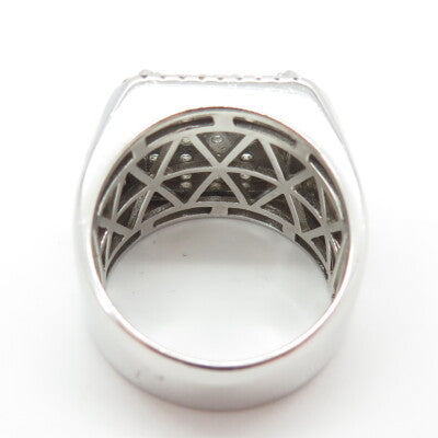 925 Sterling Silver Pave C Z Domed Ring Size 12.25